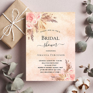Brautparty Pampas Gras Rose Goldblume Boho Einladung