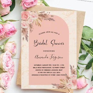 Brautparty Pampas Gras Rose Goldblume Einladung