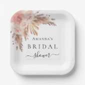 Brautparty Pampas Gras Rose Goldblume Pappteller (Vorderseite)