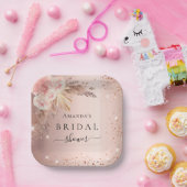 Brautparty Pampas Gras Rose Goldblume Pappteller (Party)