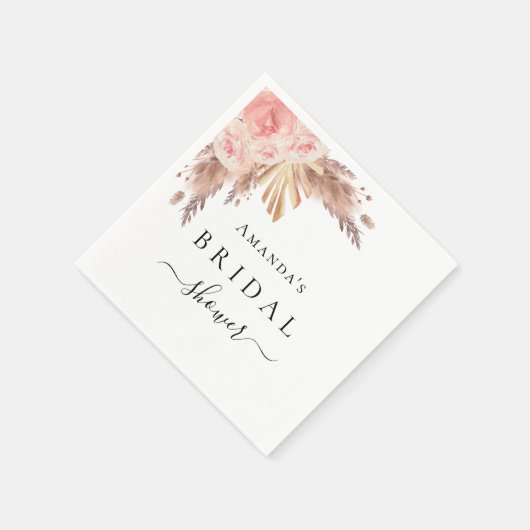 Brautparty Pampas Gras Rose Goldblume Serviette (Ecke)