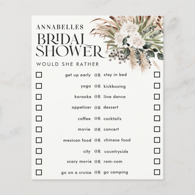 Brautparty Pampas Gras würde sie lieber spielen (Vorderseite)