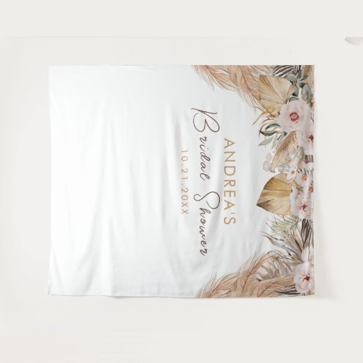 Brautparty Pampas Grass & Blush Wandteppich (Vorderseite (Horizontal))