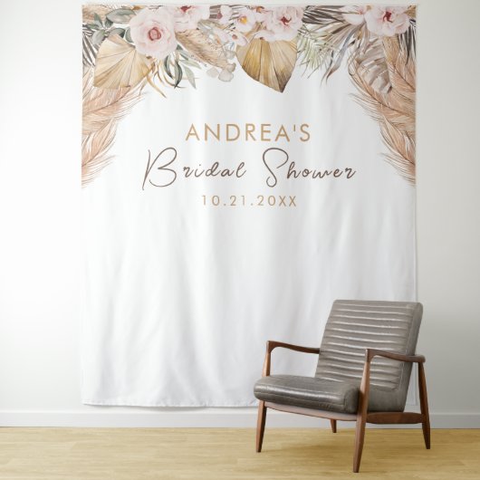 Brautparty Pampas Grass & Blush Wandteppich (Beispiel)