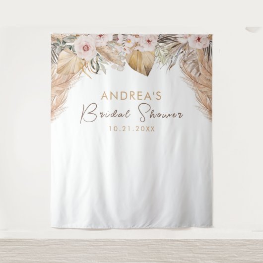 Brautparty Pampas Grass & Blush Wandteppich (Vorderseite)