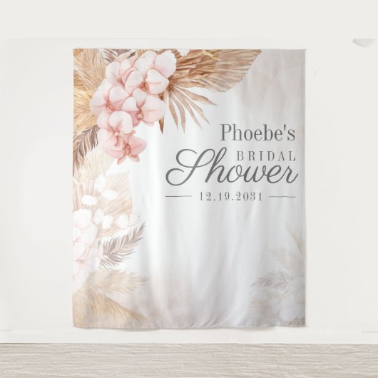 Brautparty Pampas Grass Tan Rustikale Wandteppich (Vorderseite)