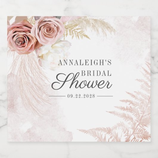 Brautparty Pampas Grass Terracotta Schaumweinetikett (Einzelnes Label)