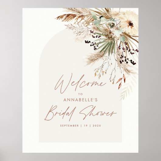 Brautparty Pampas modern und elegant Poster (Vorne)