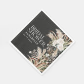 Brautparty Pampas moderne, elegante Black Boho Serviette (Ecke)