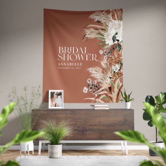 Brautparty Pampas Moderne Terracotta Wandteppich