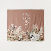 Brautparty Pampas Moderne Terracotta Wandteppich (Vorderseite (Horizontal))