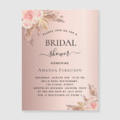 Brautparty Pampas Rose boho Einladungsmagnet Magnetkarte (Vorderseite)