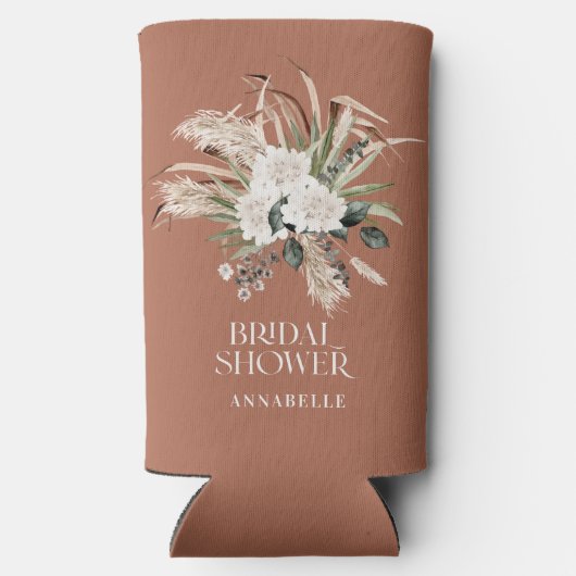 Brautparty Pampas terracotta boho Gastgeschenk Selters Dosenkühler (Rückseite)