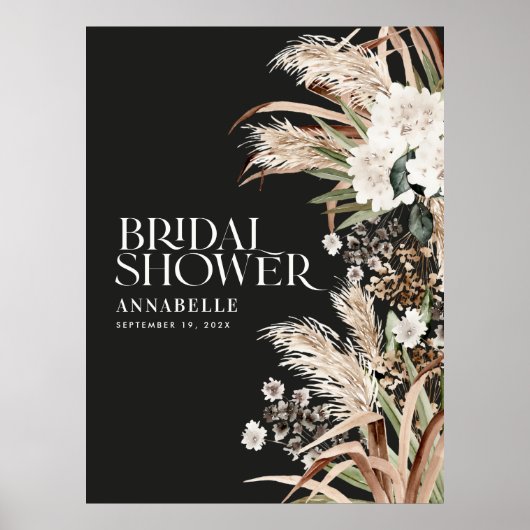 Brautparty Pampas terracotta Moderne schwarze Scha Poster (Vorne)