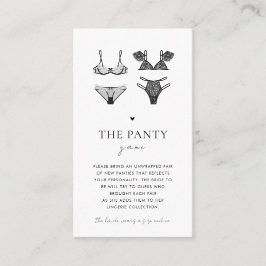 Brautparty Panty Game Begleitkarte (Vorderseite)