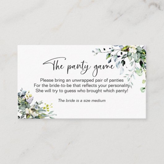 Brautparty Panty Game Enclosure Card Begleitkarte (Vorderseite)