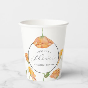 Brautparty Paper Cups Orange Poppy Blume Pappbecher