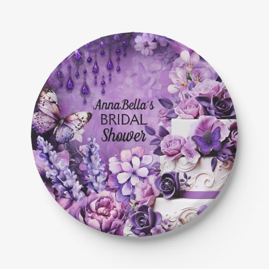 Brautparty Paper Plate - Lila Reverie Garden Pappteller (Vorderseite)