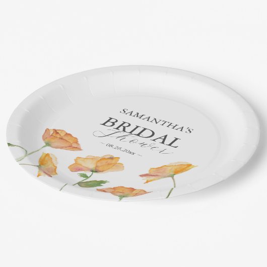 Brautparty Paper Tellers Orange Poppy Blume Pappteller (Schrägansicht)