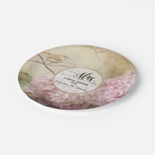 Brautparty-PapierParty-Dekor-Rosahydrangea-Kunst Pappteller (Schrägansicht)