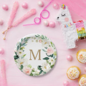 Brautparty-Papiertafel für Rost-Flor-Monogramm Pappteller (Party)