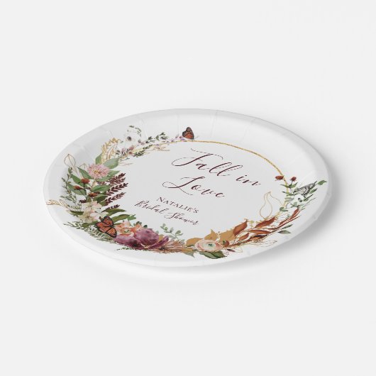 Brautparty-Papiertafel für Rustikale Fall Pappteller (Schrägansicht)