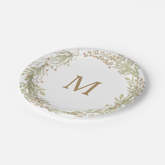 Brautparty-Papiertafel für weiche Grünflächen Pappteller (Schrägansicht)