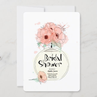 Brautparty Parfüm Flasche mit Blume Einladung