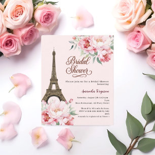 Brautparty Paris Eiffel Turm rosa Einladung