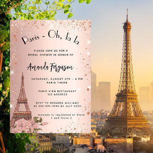 Brautparty Paris Eiffel Turm Rose Gold Luxus Einladung