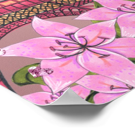 Brautparty Paris Rosa Eiffelturm Empfang Poster (Ecke)