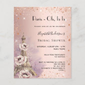 Brautparty Paris Rose Eiffelturm Einladung (Vorderseite)