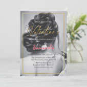 Brautparty Party am Schwarzen und Weißen Valentins Einladung (Stehend Vorderseite)