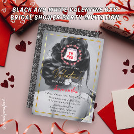 Brautparty Party am Schwarzen und Weißen Valentins Einladung