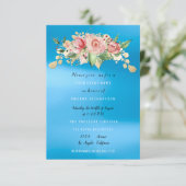 Brautparty Party Blau gestrichene Blume Wasserfarb Einladung (Stehend Vorderseite)