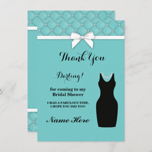 Brautparty Party Blue Black Dankeschön Karten (Vorne/Hinten)