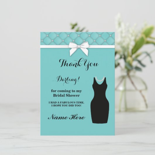 Brautparty Party Blue Black Dankeschön Karten (Stehend Vorderseite)