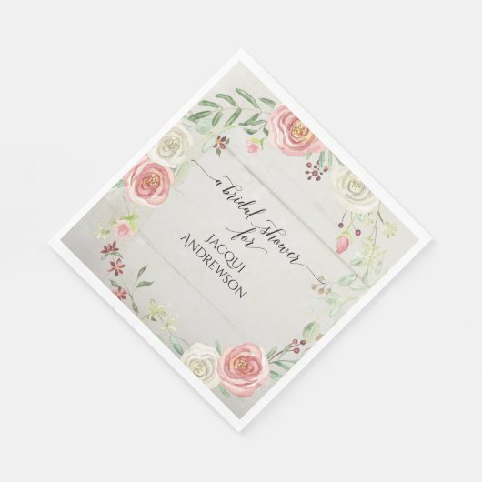 Brautparty Party | Blush Ivory Floral Rustikal Serviette (Ecke)