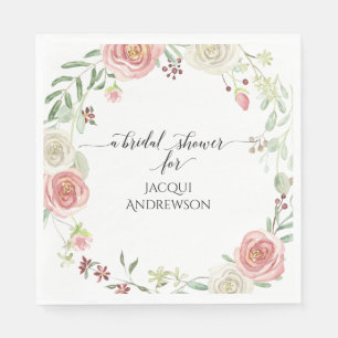 Brautparty Party Blush Ivory Rose Floral Serviette