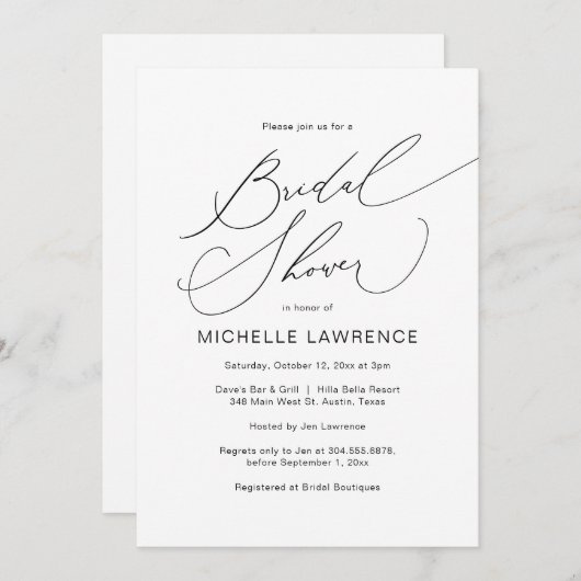 Brautparty Party Celebration, Moderne Romantik Einladung (Vorne/Hinten)