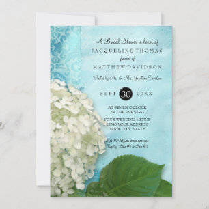 Brautparty Party Damask White Hydrangea Floral Einladung