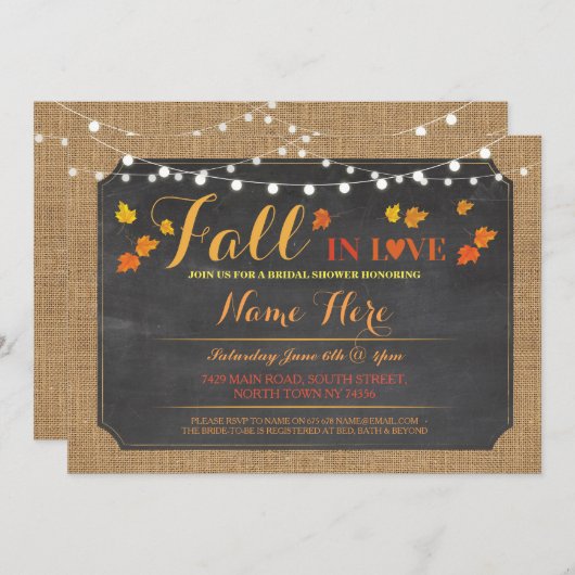 Brautparty-Party-Fall in Liebe-Blätter laden ein Einladung (Vorne/Hinten)