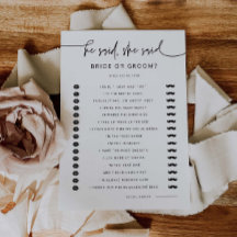 Brautparty Party Game Activity Card G400