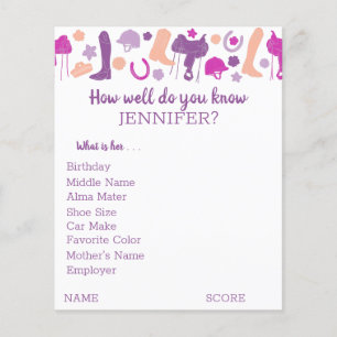 Brautparty Party Game Sheets Reiten F Flyer