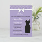 Brautparty Party Lilac Black Dress Pearl Einladung (Stehend Vorderseite)