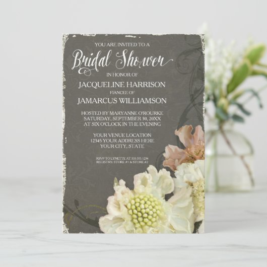 Brautparty Party Moderne, blumenfarbene Kunst Einladung (Stehend Vorderseite)