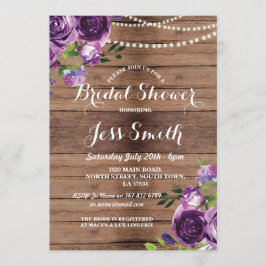 Brautparty Party Purple Blumen Chalk Einladung