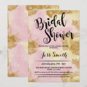 Brautparty Party Rosa Glitzer Goldener Garten Einladung (Vorne/Hinten)