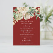 Brautparty Party Rose Anstrich Blumengrau Burgund Einladung (Stehend Vorderseite)