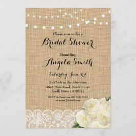Brautparty Party Rose Burlap Lace Lights Einladung